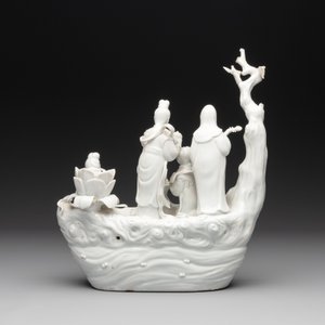 A Chinese Dehua blanc de Chine group of female immortals on a boat, Republic — photo 4