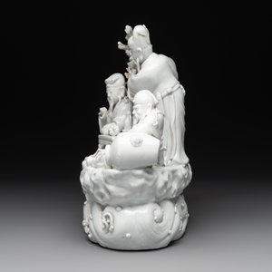 A Chinese Dehua blanc de Chine group of four deities on a boat, Republic — 照片 5