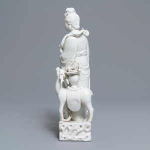 A Chinese Dehua blanc de Chine group of Magu with a deer, seal mark on the back, 18/19th C. — 照片 2