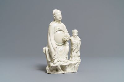 A Chinese Dehua blanc de Chine group of Wenchang Wang and Guixing, Kangxi