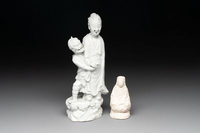 A Chinese Dehua blanc de Chine 'Kuixing' group and a Guanyin, 19th C.