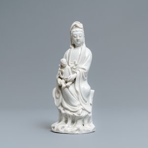 A Chinese Dehua blanc de Chine model of a Guanyin with child, Kangxi — 照片 2
