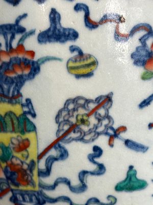 A Chinese doucai 'antiquities' 'hu' vase, Qianlong mark, 19th C. — photo 19