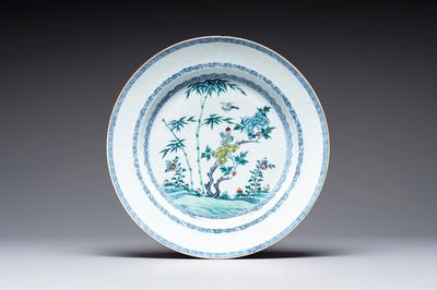 A Chinese doucai 'bird and flowering branches' dish, Yongzheng