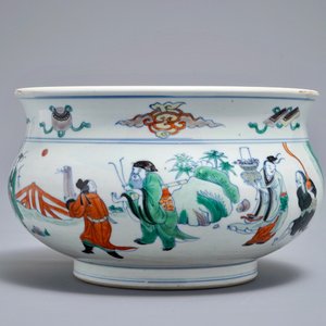 A Chinese doucai censer with figures in a landscape, Chenghua mark, Kangxi — photo 4