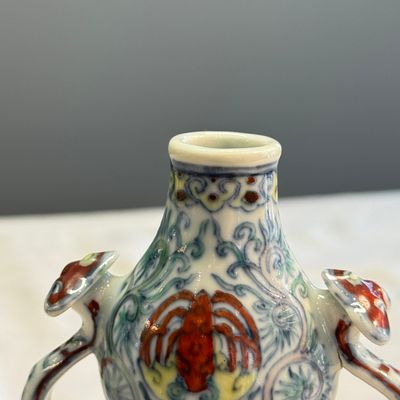 A Chinese doucai double-gourd vase with dragons and ruyi handles — photo 15