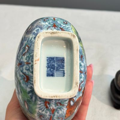 A Chinese doucai double-gourd vase with dragons and ruyi handles — photo 17