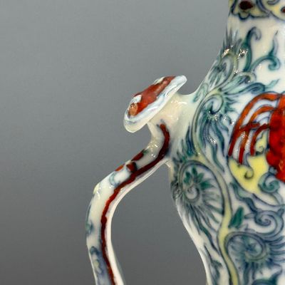 A Chinese doucai double-gourd vase with dragons and ruyi handles — photo 9