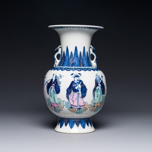 A Chinese doucai 'Eight Immortals' vase, Qianlong mark, Republic — 照片 1