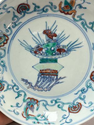 A Chinese doucai 'flower basket' plate, Chenghua mark, 18/19th C. — photo 2