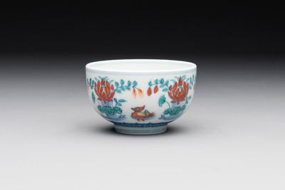 A Chinese doucai 'mandarin ducks' bowl, Chenghua mark, probably Qing