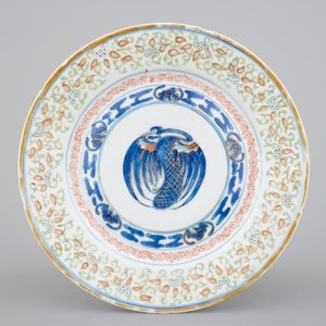 A Chinese doucai porcelain rice grain phoenix plate, ca. 1900 — photo 1