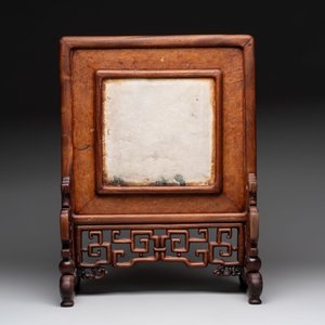 A Chinese 'dream stone' and hongmu table screen, 19/20th C. — 照片 3