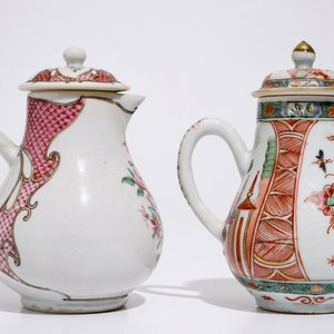 A Chinese Dutch-decorated Amsterdams bont and a famille rose milk jug and cover, Qianlong — photo 2