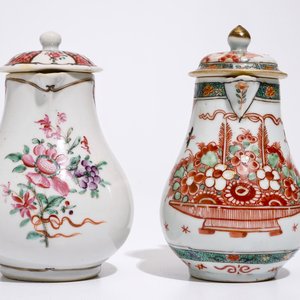 A Chinese Dutch-decorated Amsterdams bont and a famille rose milk jug and cover, Qianlong — photo 3
