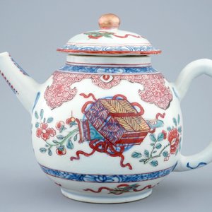 A Chinese Dutch-decorated Amsterdams bont teapot and cover, Kangxi — photo 2