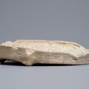 A Chinese earthenware roof-tile end with calligraphy, Han — photo 4