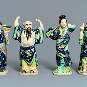 A Chinese 'Eight Immortals' set of enamelled biscuit figures, Republic, 20th C. — photo 8