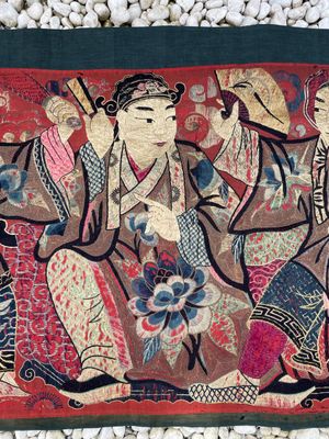 A Chinese embroidered 'Eight Immortals' silk panel, 19th C. — photo 5