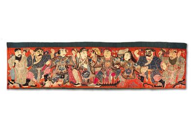 A Chinese embroidered 'Eight Immortals' silk panel, 19th C.