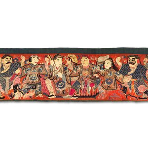 A Chinese embroidered 'Eight Immortals' silk panel, 19th C. — photo 1