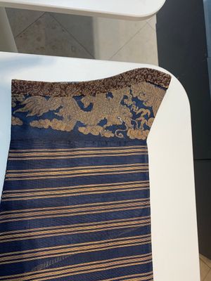 A Chinese embroidered silk blue-ground summer gauze 'nine dragons' robe, 19th C. — photo 6