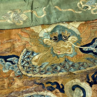 A Chinese embroidered silk 'Dragon and Phoenixes' panel — photo 16