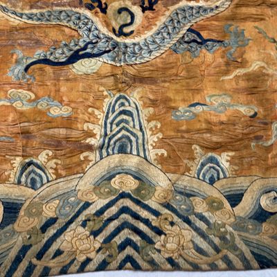 A Chinese embroidered silk 'Dragon and Phoenixes' panel — photo 3