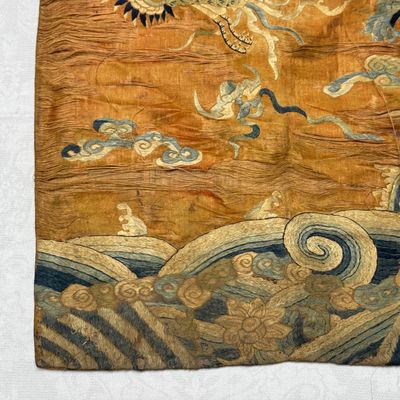 A Chinese embroidered silk 'Dragon and Phoenixes' panel — photo 4