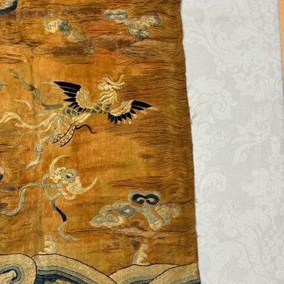 A Chinese embroidered silk 'Dragon and Phoenixes' panel — photo 10