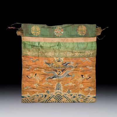 A Chinese embroidered silk 'Dragon and Phoenixes' panel, 19th C.