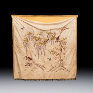 A Chinese embroidered silk 'Pheasants and Wistaria' panel, 19/20th C. — photo 6