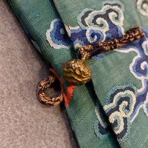 A Chinese embroidered turquoise-ground five-clawed dragon robe, 'jifu', 19th C. — photo 24