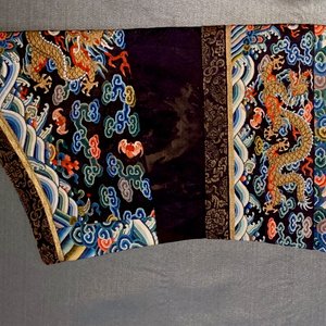 A Chinese embroidered turquoise-ground five-clawed dragon robe, 'jifu', 19th C. — photo 30