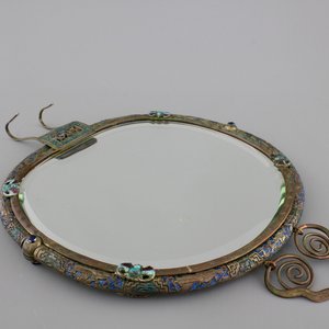 A Chinese enameled silver and bronze hanging mirror, late Qing dynasty — photo 1