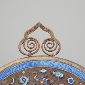 A Chinese enameled silver and bronze hanging mirror, late Qing dynasty — photo 3