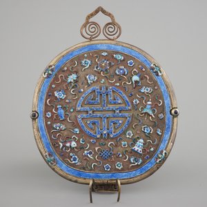 A Chinese enameled silver and bronze hanging mirror, late Qing dynasty — photo 4
