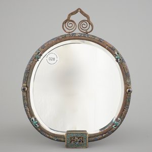 A Chinese enameled silver and bronze hanging mirror, late Qing dynasty — photo 5