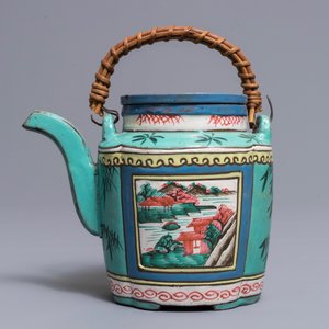 A Chinese enameled Yixing stoneware teapot and cover, 19th C. — photo 3