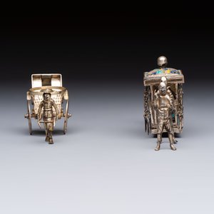 A Chinese enamelled silver model of four bearers and a silver model of a bearer, Guang Sheng Yuan 廣生源 and Yan Ji 衍記 mark, 19th C. — foto 3