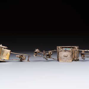 A Chinese enamelled silver model of four bearers and a silver model of a bearer, Guang Sheng Yuan 廣生源 and Yan Ji 衍記 mark, 19th C. — foto 7