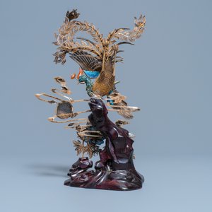 A Chinese enamelled silver 'phoenix' group, 19/20th C. — photo 4