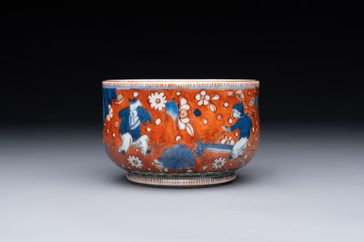 A Chinese English-decorated blue and white censer, Kangxi