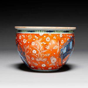 A Chinese English-decorated blue and white scroll pot, Kangxi — 照片 4