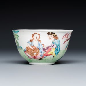 A Chinese export famille rose 'European Subject' tea bowl and saucer — photo 4