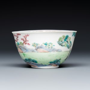 A Chinese export famille rose 'European Subject' tea bowl and saucer — photo 6