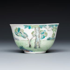 A Chinese export famille rose 'European Subject' tea bowl and saucer — photo 7