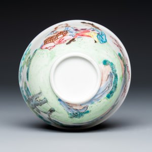 A Chinese export famille rose 'European Subject' tea bowl and saucer — photo 9