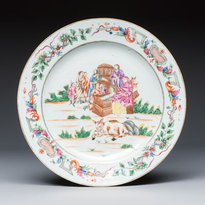 A Chinese export famille rose 'Nativity' plate, Qianlong, ca. 1745