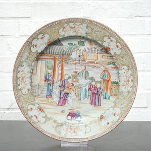 A Chinese export porcelain Mandarin pattern bowl and a dish, Qianlong, 18th C. — foto 15